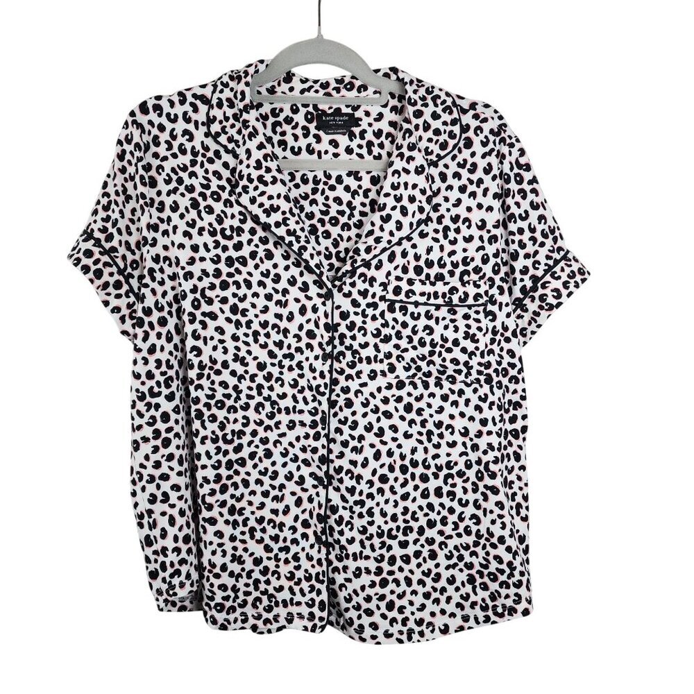 Kate Spade New York pajama top sz L women animal leopard print loungewear